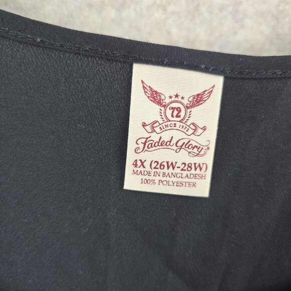 Faded Glory Womens Tank Top Black 4X (26W-28W) 100% Polyester Casual Relaxed Fit - Picture 3 of 5